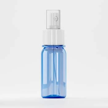 Flacon Pet 50ml, Albastru, Filet 28mm –  Cu Atomizor alb
